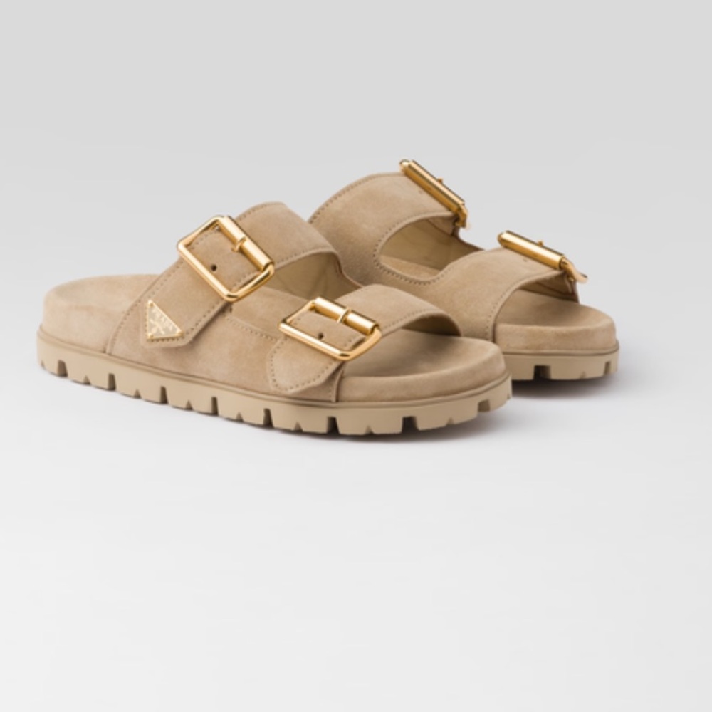 Prada Suede Strap Slides Size 39